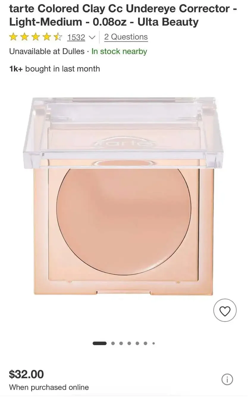 tarte Colored Clay CC Undereye Corrector Light-Medium Peach